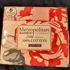 Sheet Set Queen Metropolitan 6 Piece Bamboo 100% Cotton Multicolor New
